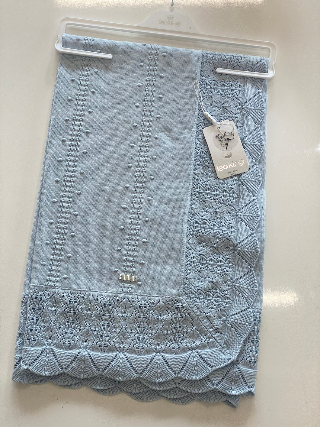 6350-BB Knitted Blanket /Shawl in Baby Blue