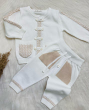 Charger l&#39;image dans la galerie, 8439-I Ivory with Beige Boys Knitted Trousers Set (Pack 4)
