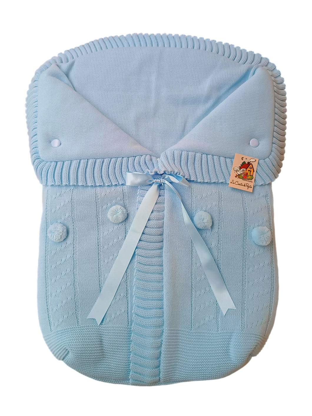 3187  Baby Blue with Baby Blue Pompom Sleeping Bag