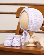 Load image into Gallery viewer, 1324 white Baby Girl Hat And Booties
