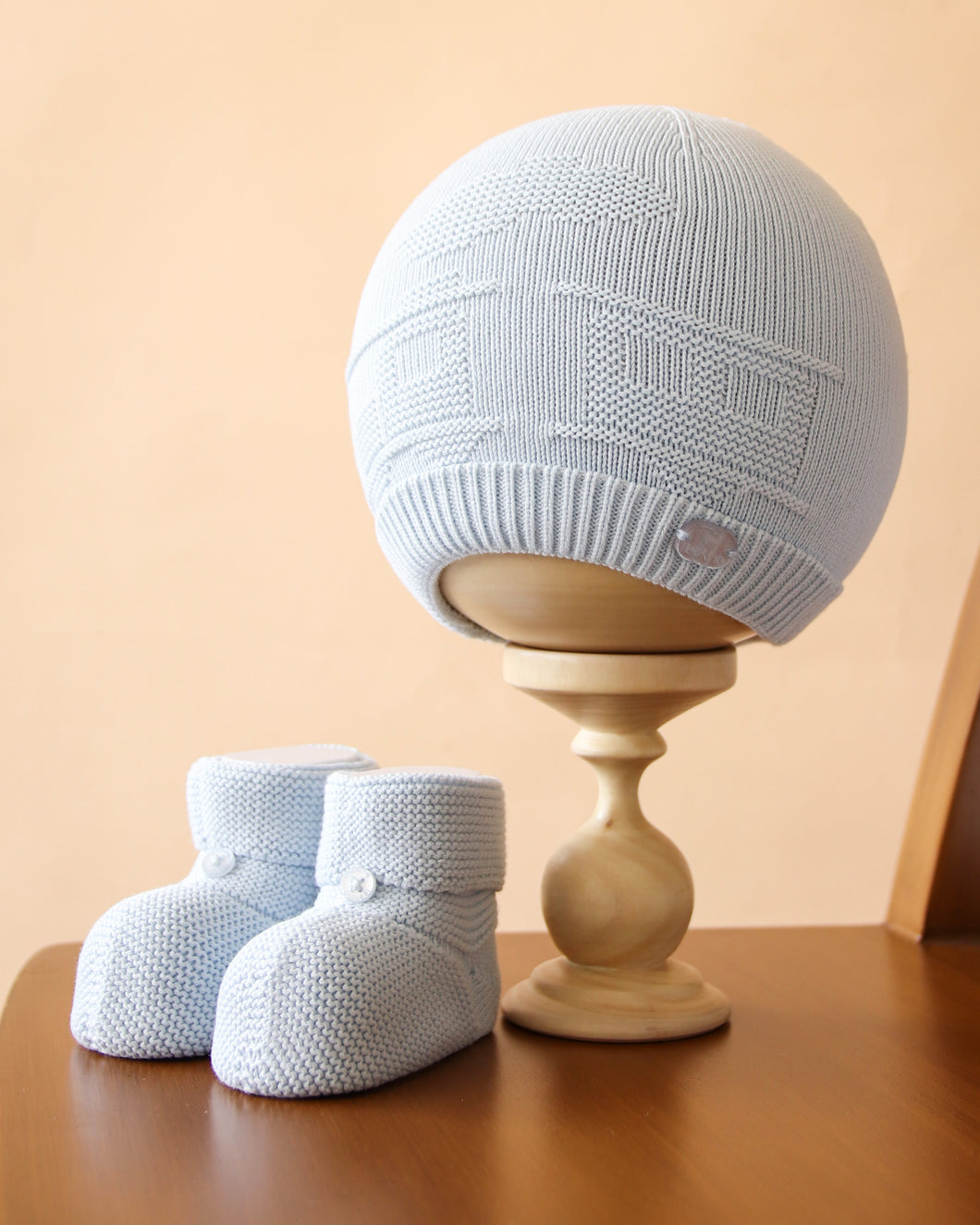 1334  Blue Baby Boy Hat And Booties