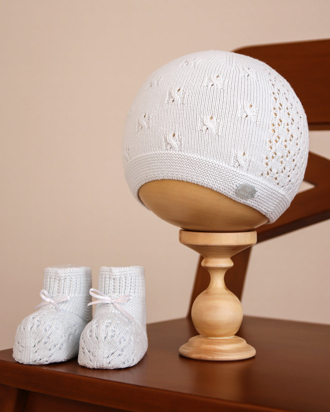 1328  Blue Baby Boy Hat And Booties