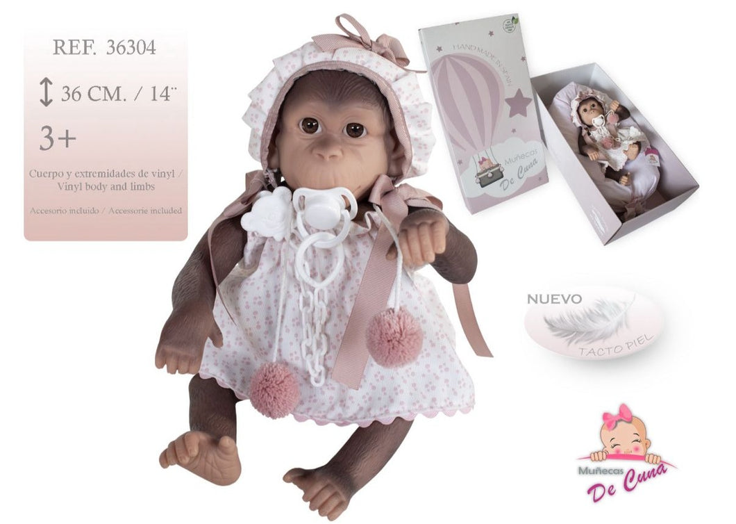 36304 Chipa SILICON Monkey Pink Pompom Dress