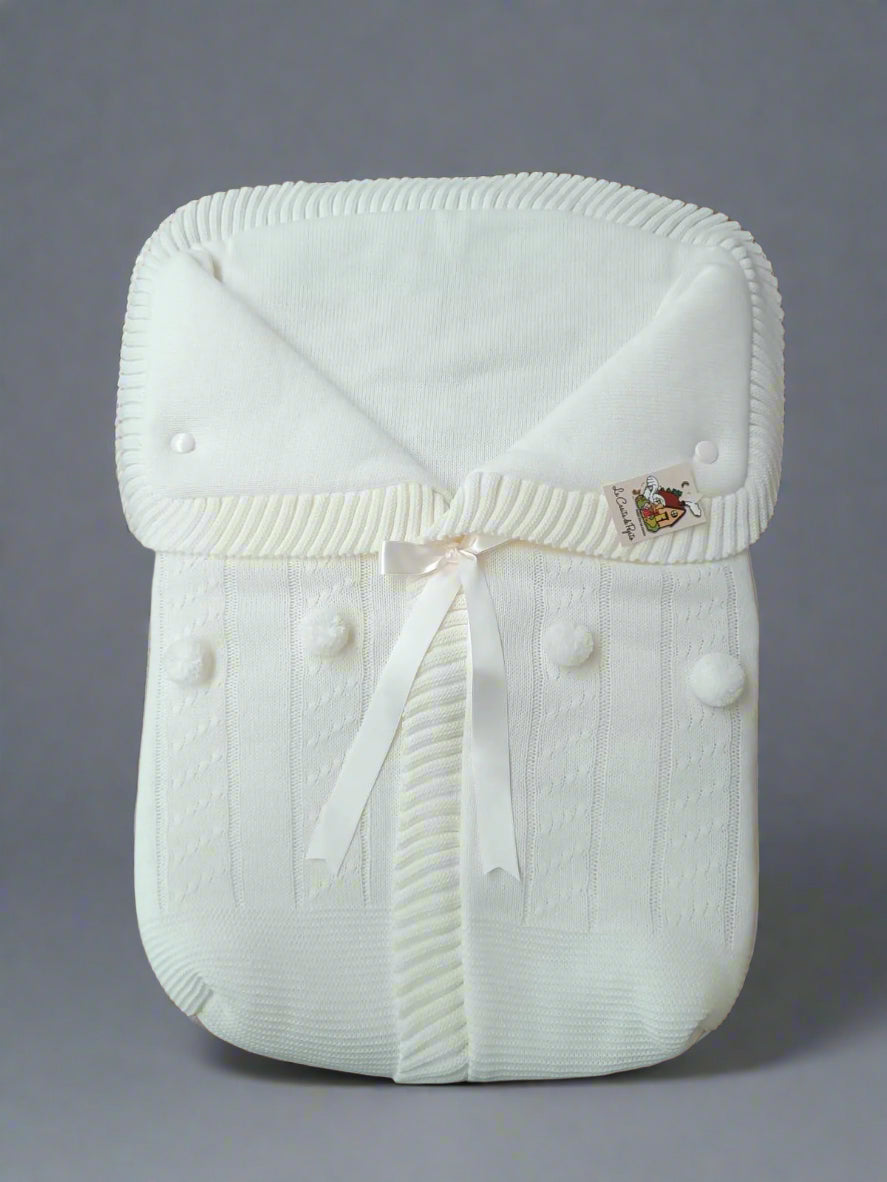 3187  Ivory with Ivory Pompom Sleeping Bag