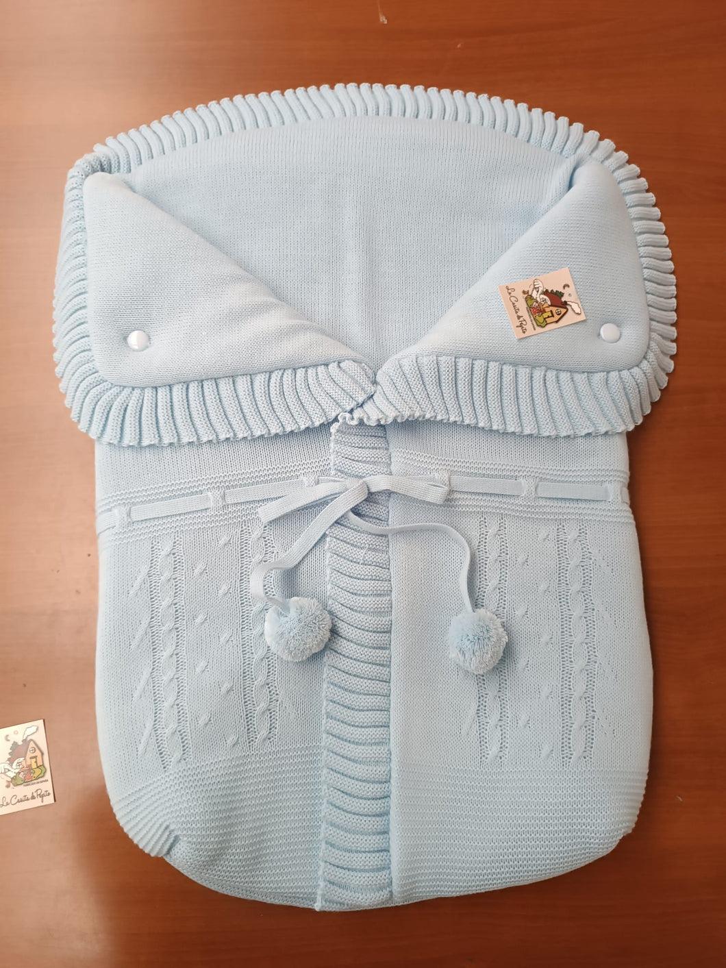 2985  Baby Blue Pompom Sleeping Bag