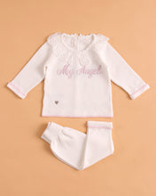 Charger l&#39;image dans la galerie, 8435-w Girls White Knitted Trousers Set
