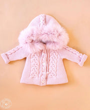 Charger l&#39;image dans la galerie, 8909-I Girls Thick Ivory Knitted Fleecy Fur Coat
