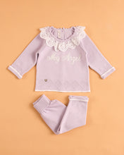 Charger l&#39;image dans la galerie, 8435-w Girls White Knitted Trousers Set
