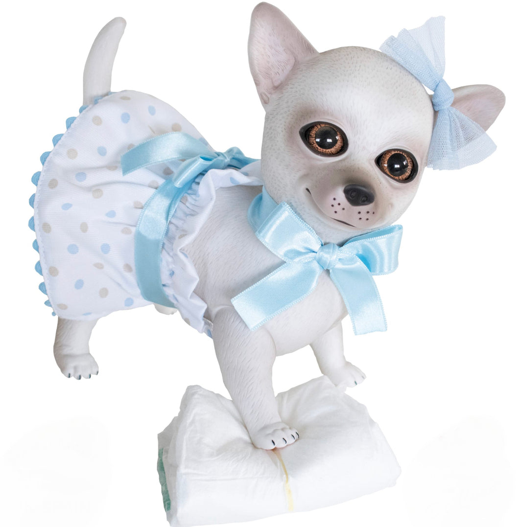 22303 Daisy Reborn Chihuahua White and Blue Outfit