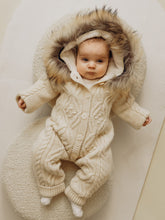 Charger l&#39;image dans la galerie, 9413-I Ivory Fleeced Merino Wool Knitted Snowsuit
