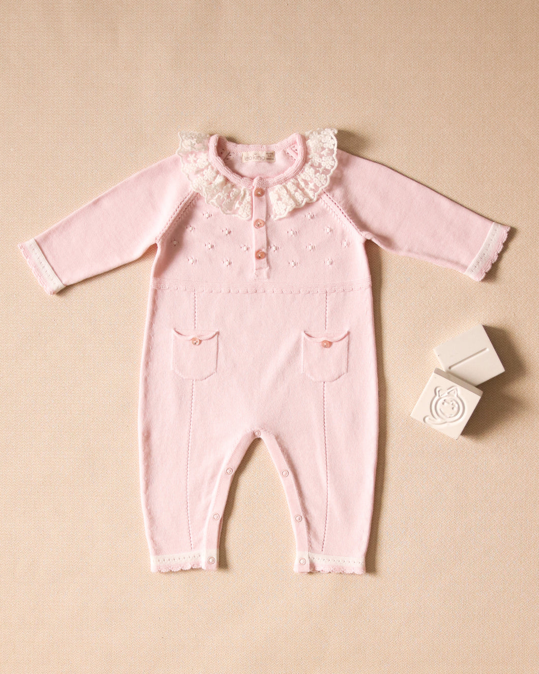 7366-Pink  Knitted Romper (Pack4)