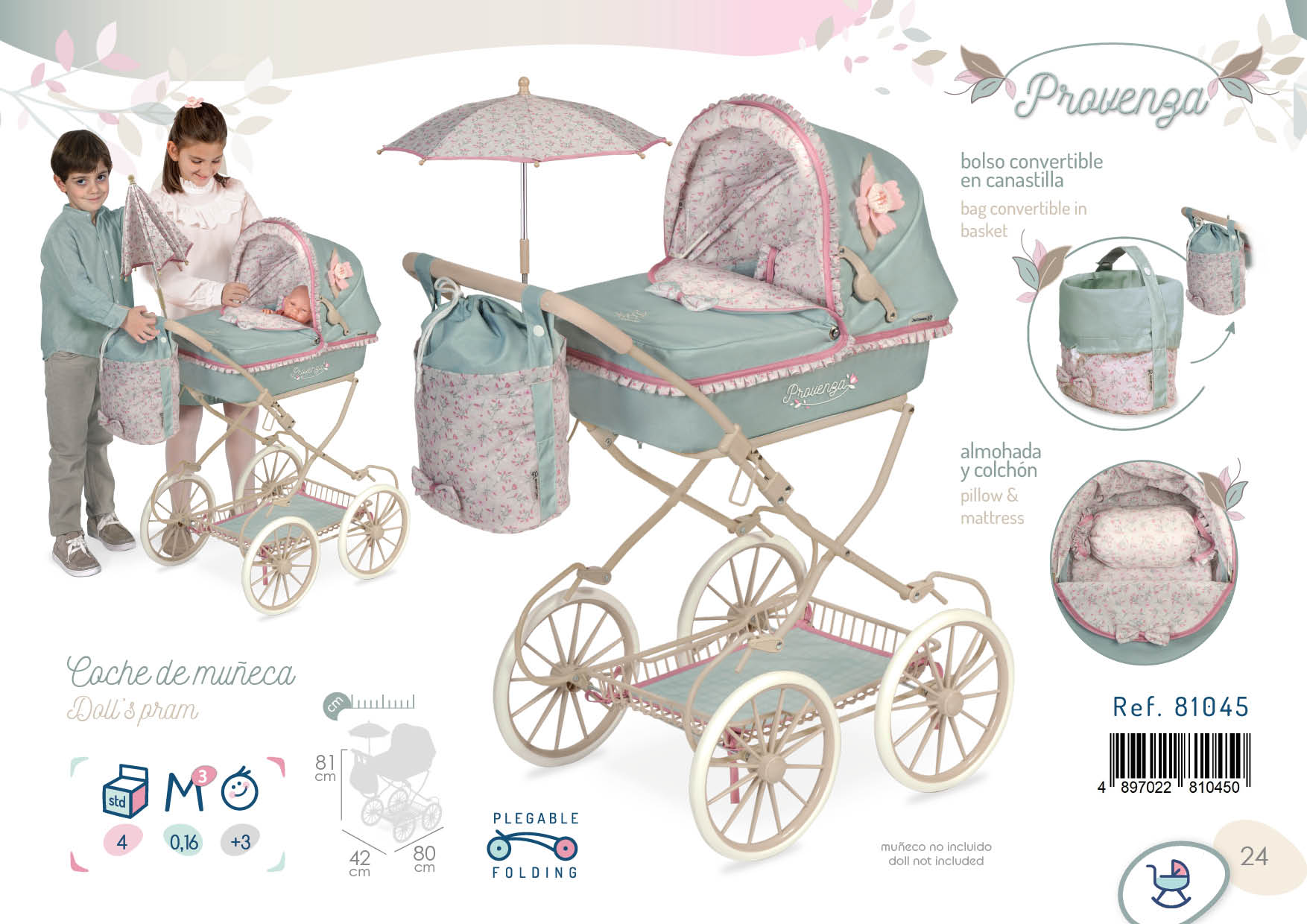 81045. Reborn Pram Provenza Collection GLL WORLD BABY LTD